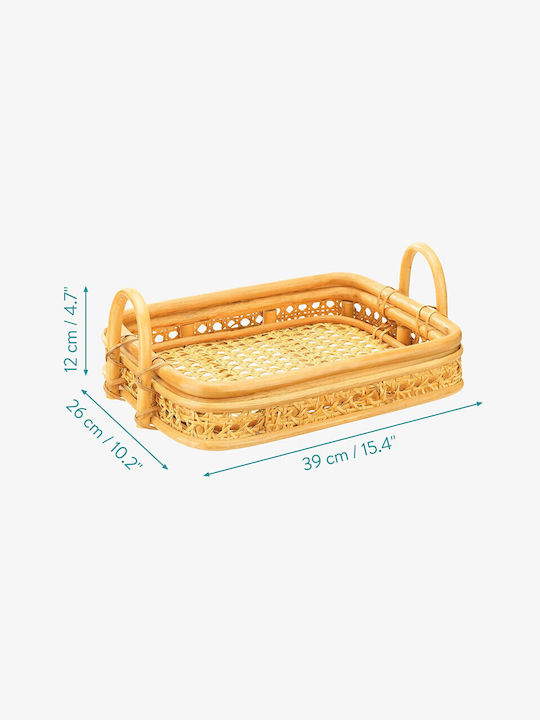 Navaris Дърво Поднос за сервиране с Дръжки в Кафяв Цвят 39x26x12см 56510.01 1бр