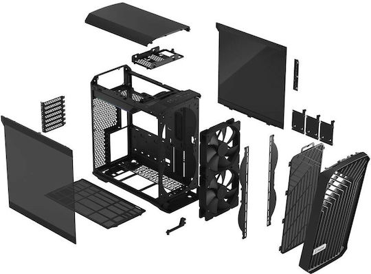 Fractal Design Torrent Compact Black TG Dark Tint Gaming Midi Tower Κουτί Υπολογιστή με Πλαϊνό Παράθυρο Μαύρο