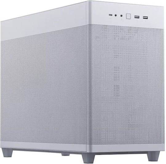 Asus Prime AP201 TG Gaming Micro Tower Computer Case with Side Window White
