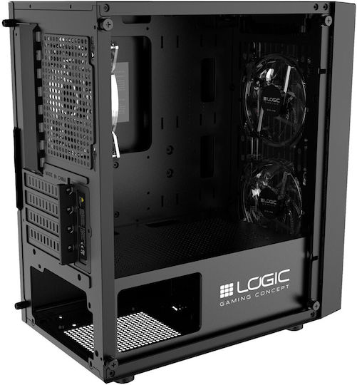 Logic Atos Gaming Mini Tower Κουτί Υπολογιστή με Πλαϊνό Παράθυρο Μαύρο