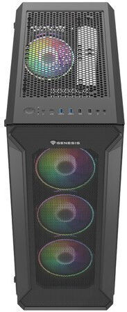 Genesis Irid 505 ARGB Gaming Midi-Turm Computergehäuse mit Seitenfenster Schwarz