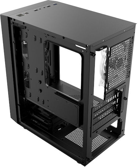Logic Atos Gaming Mini Tower Κουτί Υπολογιστή με Πλαϊνό Παράθυρο Μαύρο