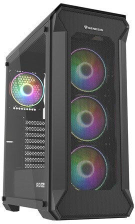 Genesis Irid 505 ARGB Gaming Midi-Turm Computergehäuse mit Seitenfenster Schwarz