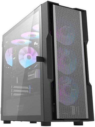 Darkflash DK431 Gaming Midi-Turm Computergehäuse mit Seitenfenster Schwarz