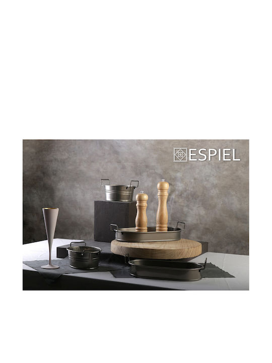 Espiel Metal Round Serving Tray with Handles in Gray Color 30x27x3cm TEM201 1pcs