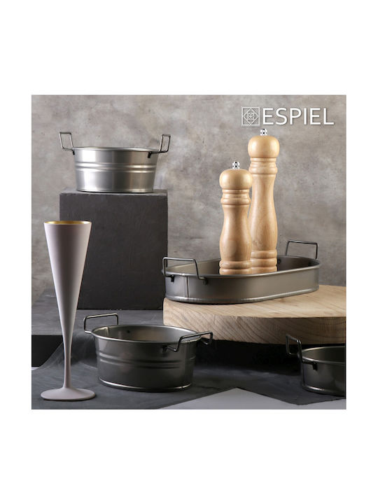 Espiel Metal Round Serving Tray with Handles in Gray Color 30x27x3cm TEM201 1pcs