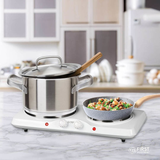 First Austria Countertop Burner Emaille Double Weiß
