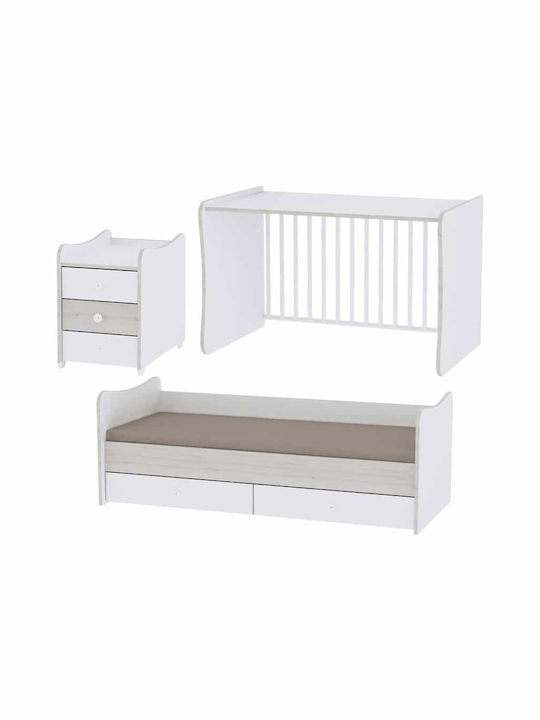 Lorelli Pătuț Bebeluși Multifuncțional Maxi Plus nuc alb pentru Saltea 62x110cm