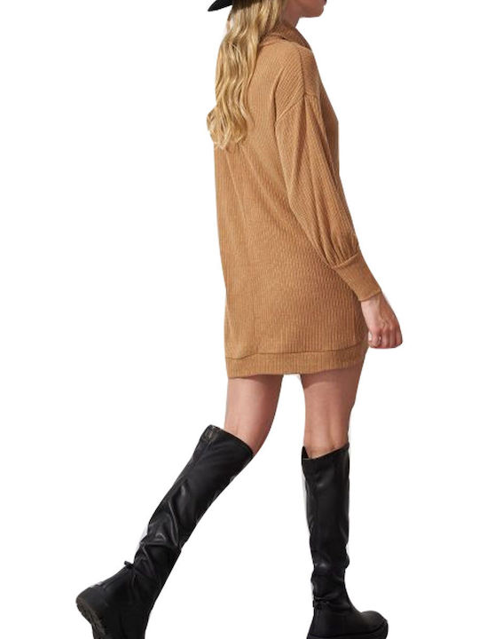 Ale - The Non Usual Casual Summer Mini Dress Knitted Brown