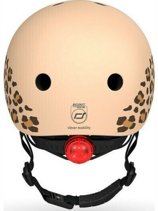 Scoot & Ride Leopard Kids' Helmet for City Bike Beige with LED Light XXS-S / 45-51 εκ