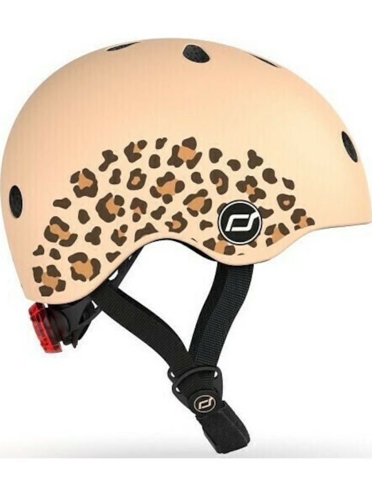 Scoot & Ride Leopard Kids' Helmet for City Bike Beige with LED Light XXS-S / 45-51 εκ