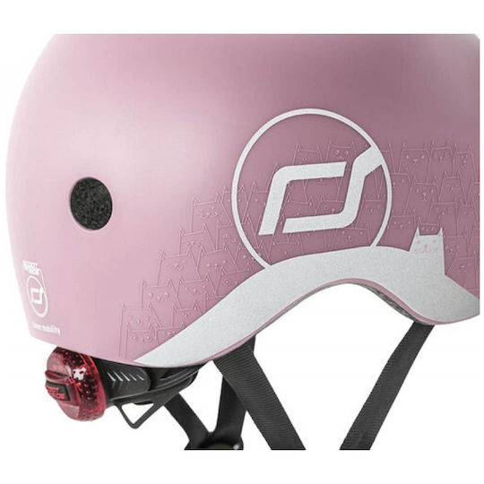 Scoot & Ride Reflective Kids' Helmet for City Bike Pink with LED Light Rose XXS-S (45-51 cm)