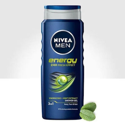 Nivea Energy Αφρόλουτρο σε Gel για Άνδρες για Σώμα , Μαλλιά & Πρόσωπο 500ml