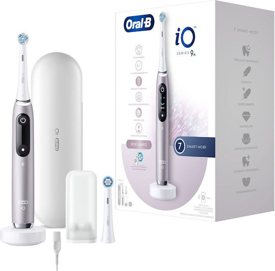 Oral-B iO Series 9N Electric Toothbrush with Timer, Pressure Sensor, and Travel Case Rose Quartz