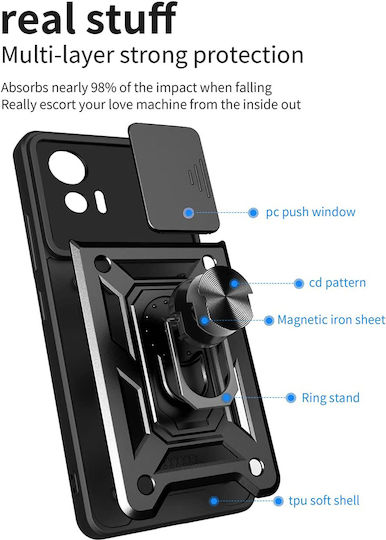 Techsuit Camshield Umschlag Rückseite Kunststoff / Silikon Schwarz (Motorola Edge 30)