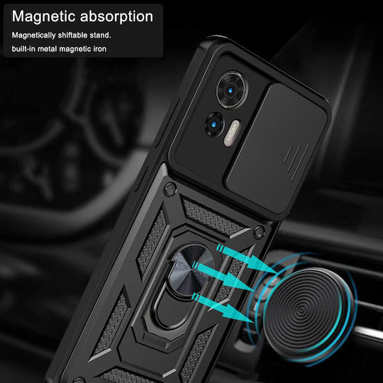 Techsuit Camshield Umschlag Rückseite Kunststoff / Silikon Schwarz (Motorola Edge 30)
