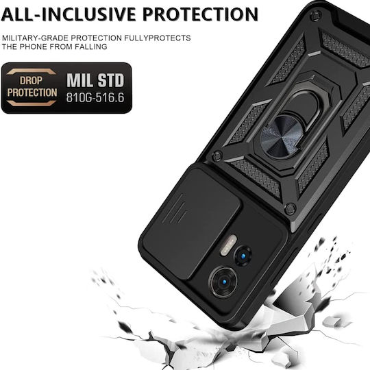 Techsuit Camshield Umschlag Rückseite Kunststoff / Silikon Schwarz (Motorola Edge 30)