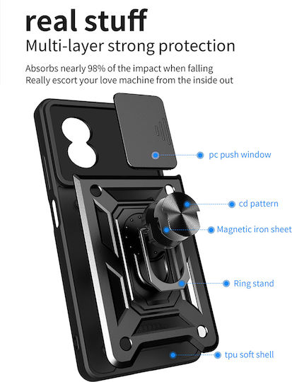 Techsuit Camshield Back Cover Πλαστικό / Σιλικόνης Μαύρο (Oppo A17)