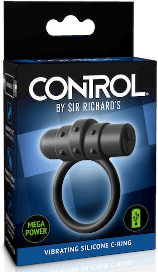 Pipedream Sir Richard's Vibrating Silicone C Ring Vibrating Cock Ring Cock Silicon Black