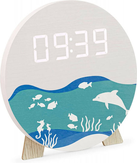 Navaris Design Ocean Tischuhr Digital LED Holz Weiß 58958.03