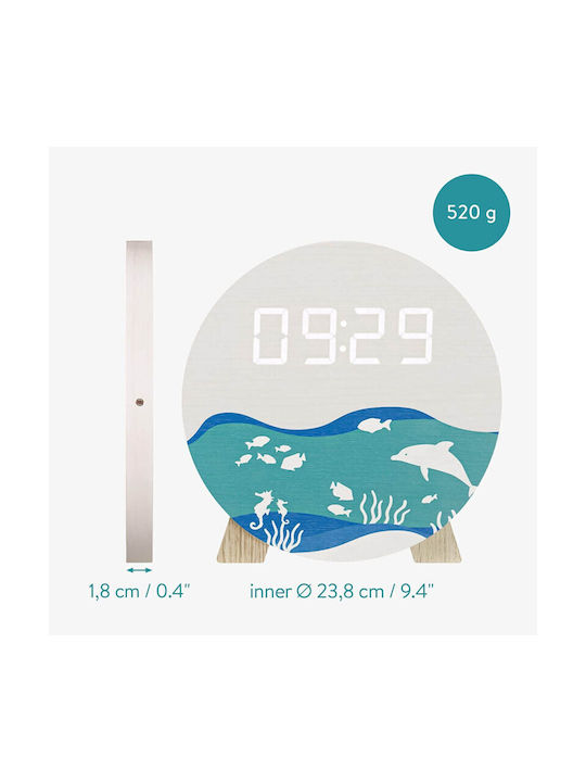 Navaris Design Ocean Ceas De Masă Digital Led Din Lemn Alb 58958.03