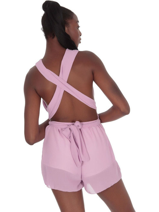 Damen Ärmellos Einteiler Shorts Lila