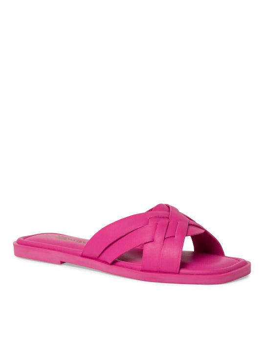 Tamaris Leather Women's Flat Sandals in Fuchsia Color