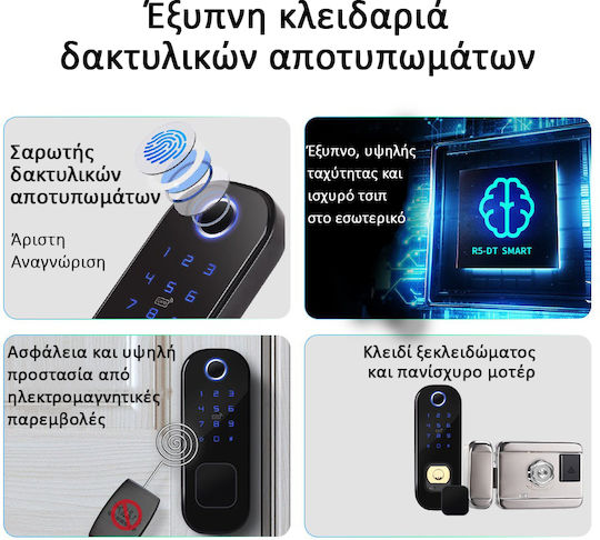 MOES Ηλεκτρονική Κλειδαριά σε χρώμα Ασημί με Σύνδεση Wi-Fi