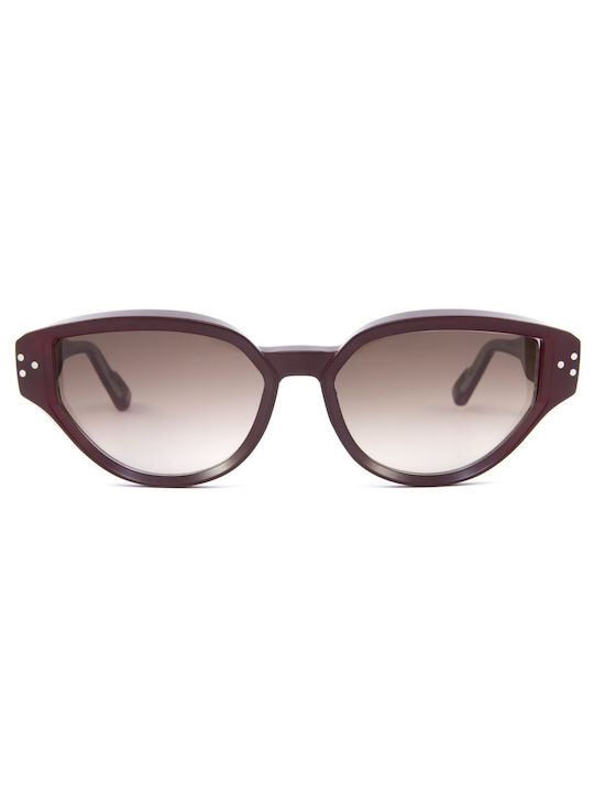 Snob Milano Women's Sunglasses with Burgundy Plastic Frame and Brown Gradient Lens SNX926C03Z