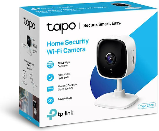 TP-LINK Tapo C100 v2 IP Surveillance Camera Wi-Fi Full HD 1080p with Two-Way Communication and Lens 3.3mm