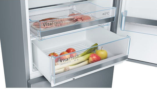 Bosch Ψυγειοκαταψύκτης 419lt Υ201xΠ70xΒ65εκ. Brushed Steel Anti-Fingerprint KGE49AICA