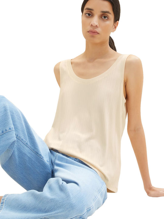 Damen Sommer Bluse Ärmellos Beige