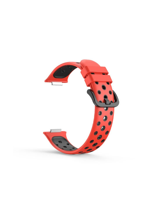 For Huawei Watch Fit 2 Two-color perforated silicone band (red+black)