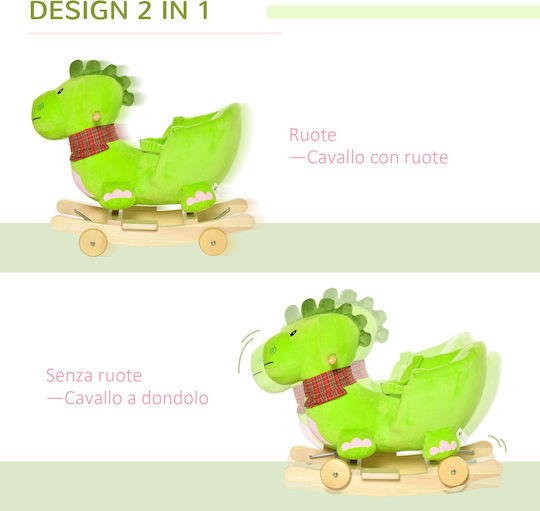 HomCom Dragon Качулка Играчка с Колелца Зелен