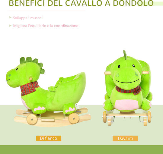 HomCom Dragon Качулка Играчка с Колелца Зелен