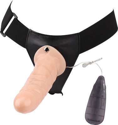 Chisa Novelties Hi-Basic Gurtzeug mit Einzeln Dildo 19cm und Vibration in Fleisch Farbe