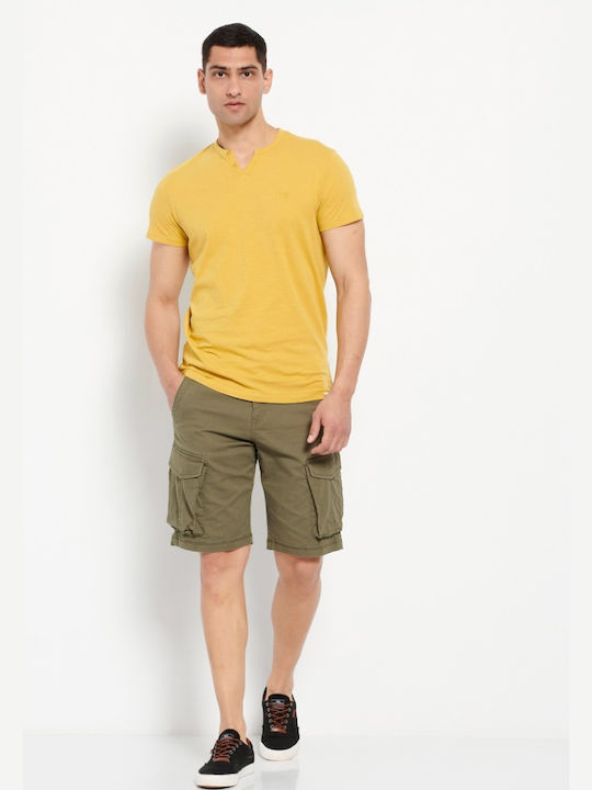 Garage Fifty5 Men's Short Sleeve T-shirt with Buttons Yellow