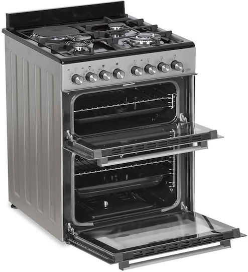 Thermogatz TGS 8001 IX Gas- & Elektroherd 92Es mit Gas- & Elektrokochfeldern B60cm. Inox