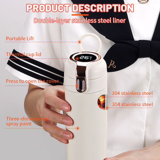 Techsuit Μπουκάλι Θερμός Ανοξείδωτο 400ml Ροζ