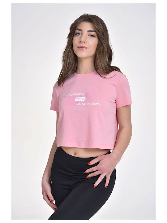 Target Better Women's Summer Crop Top Cotton Short Sleeve Pink