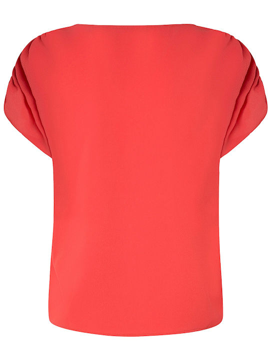 Pepe Jeans Pazia Women's Summer Blouse Short Sleeve Red