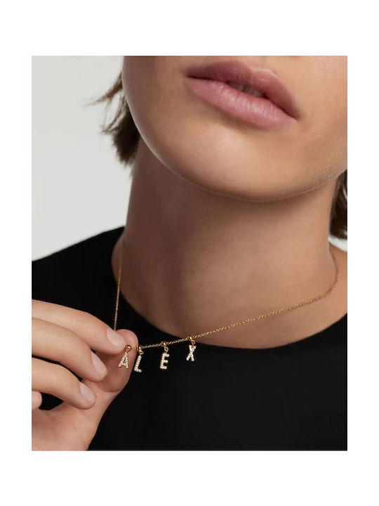 P D Paola Necklace Monogram from Gold Plated Silver with Zircon