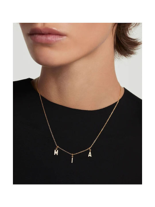 P D Paola Necklace Monogram from Gold Plated Silver with Zircon