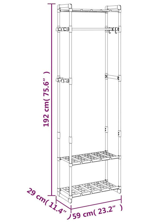 vidaXL Κρεμάστρα Δαπέδου από Μέταλλο Ασημί 59x29x192cm