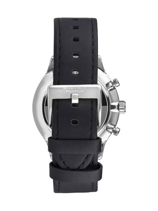 Beverly Hills Polo Club Men's Watch Chronograph Battery with Black Leather Strap