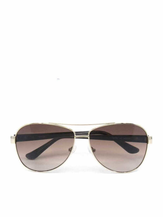 Guess Women's Sunglasses with Gold Metal Frame and Brown Gradient Lens GU7384 32F