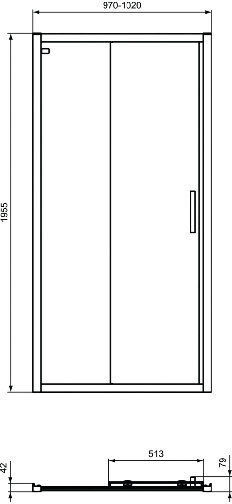 Ideal Standard Разделител на верандата Душ 97-102x195.5см