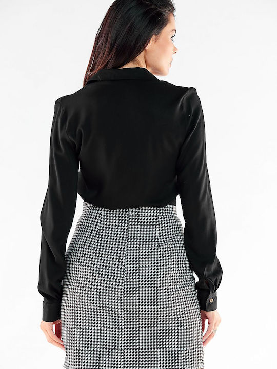 Awama High Waist Mini Skirt Checked in Black color