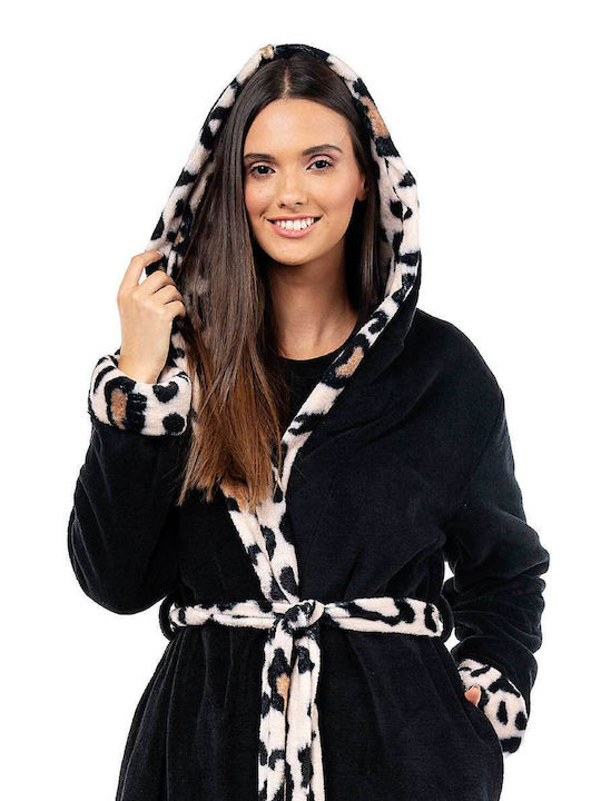 Secret Point Fleece Robe Crossbody with Hood