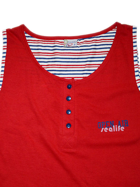 Nightdress Karelpiu Red With Stripes Details